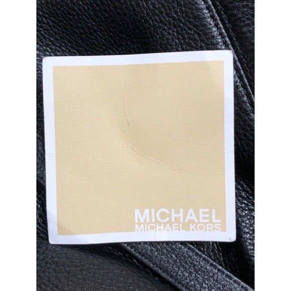 Michael Kors Handbag Shoulder Bag Tote Hobo Black Leather Gold Chain Straps - Picture 7 of 16